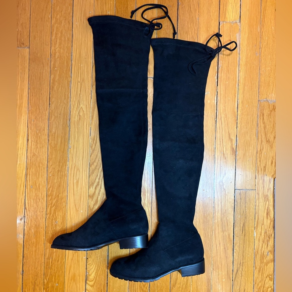 Kaitlyn Black Suede Over-the-Knee Boots